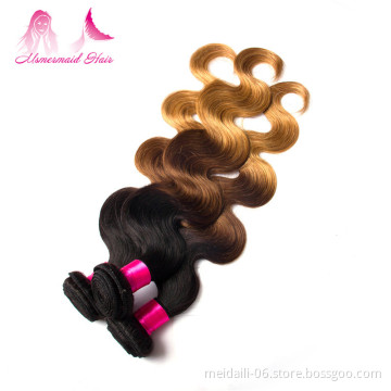 Pure Hand Made Body Wave Brazilian Sew In Human Hair Weave Ombre Hair